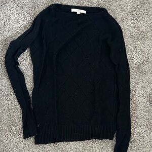 LOFT Midnight Diamond Pattern Crew Neck Sweater